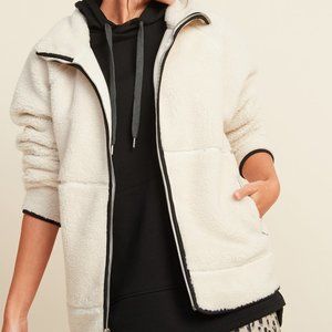 Old Navy Active Cream Sherpa Fleece Jacket with Black Trim